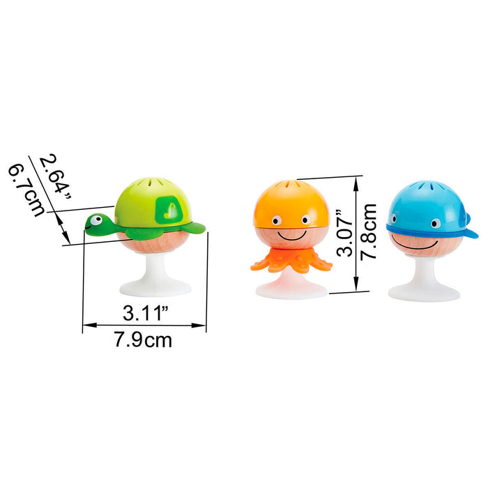 Set de sonajeros con Sopapa Hape Pulpo Ballena y Tortuga